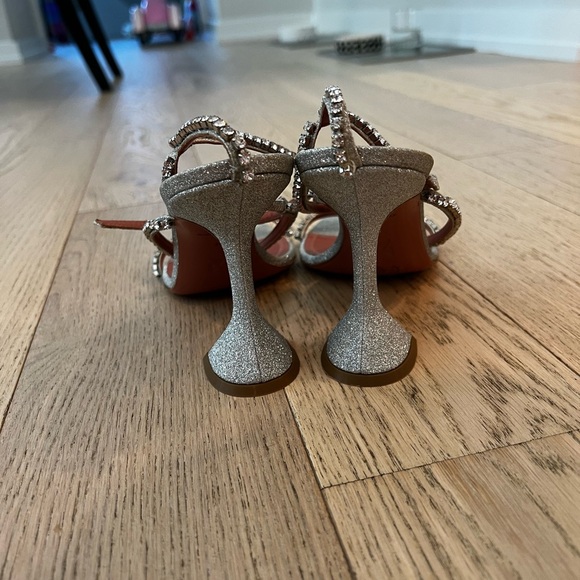 Amina Muaddi silver glitter and rhinestone heeled sandal 38 - Picture 16 of 16